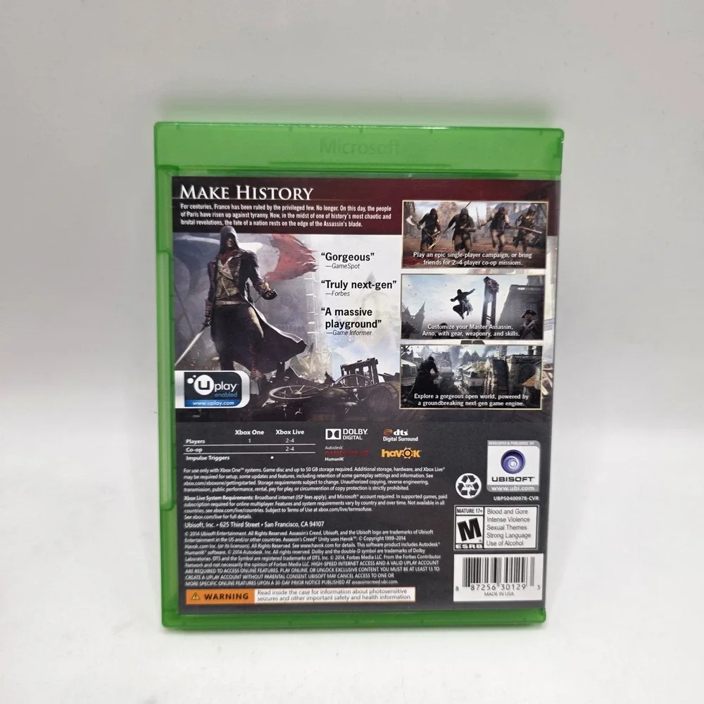 Ubisoft Assassins Creed Unity Xbox One Walmart Edition Bonus Mission Weapon Game
